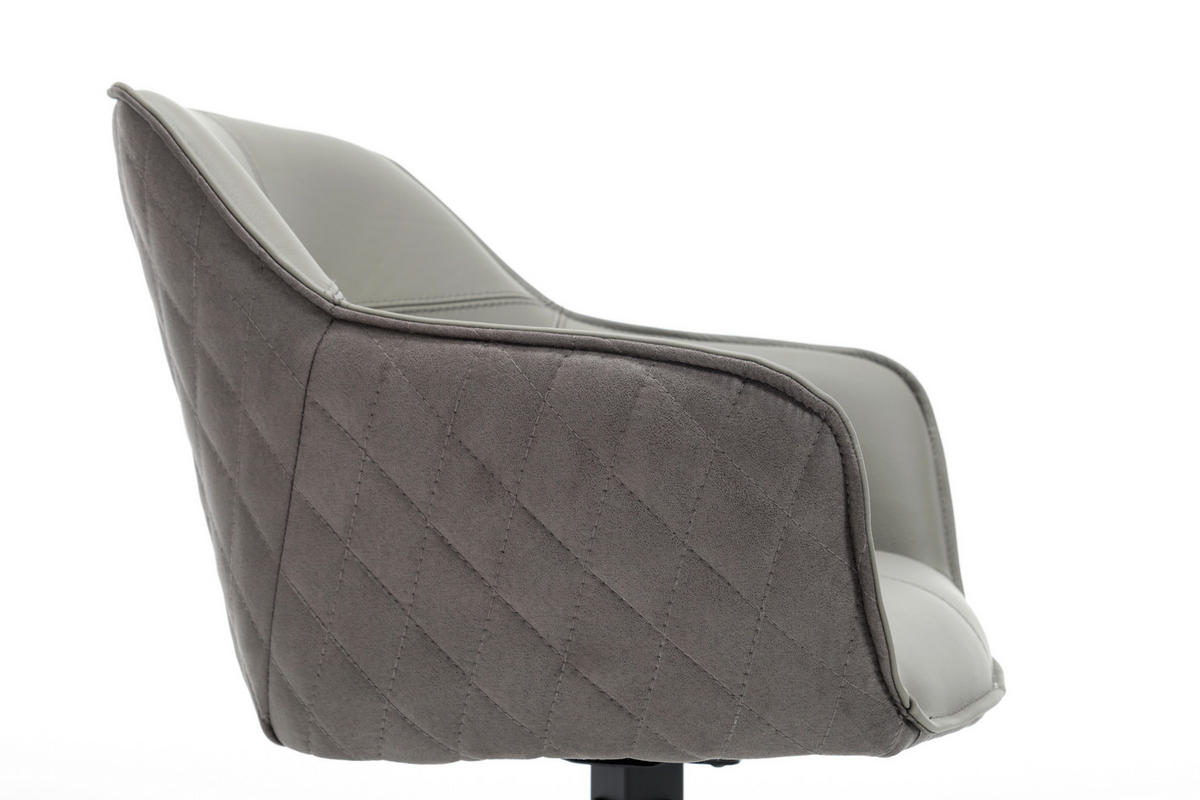 ARMLEHNSTUHL  Sitzfläche 180° drehbar Mikrofaser Echtleder  - Schwarz/Grau, MODERN, Leder/Textil (59/82/62cm) - MID.YOU