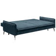 SCHLAFSOFA  mit Liegefunktion, Rücken echt Chenille Blau  - Blau/Schwarz, KONVENTIONELL, Textil/Metall (223/89/107cm) - Carryhome
