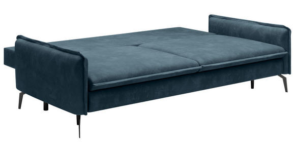 SCHLAFSOFA  mit Liegefunktion, Rücken echt Chenille Blau  - Blau/Schwarz, KONVENTIONELL, Textil/Metall (223/89/107cm) - Carryhome