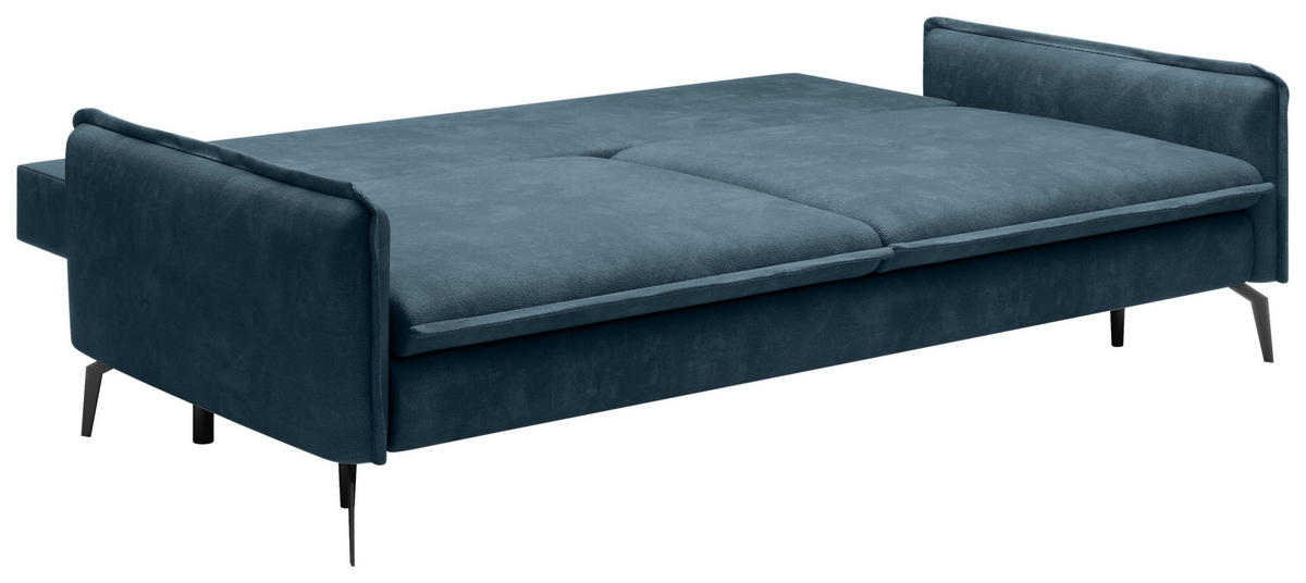 SCHLAFSOFA Chenille Blau  - Blau/Schwarz, KONVENTIONELL, Textil/Metall (223/89/107cm) - Carryhome