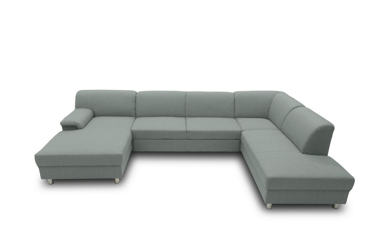 WOHNLANDSCHAFT Silberfarben Webstoff  - Chromfarben/Silberfarben, KONVENTIONELL, Textil/Metall (150/308/195cm) - MID.YOU