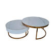 COUCHTISCHSET in Metall, Stein, Holzwerkstoff 70-80/70-80/31-39 cm  - Goldfarben/Weiß, Design, Holzwerkstoff/Stein (70-80/70-80/31-39cm) - Modante