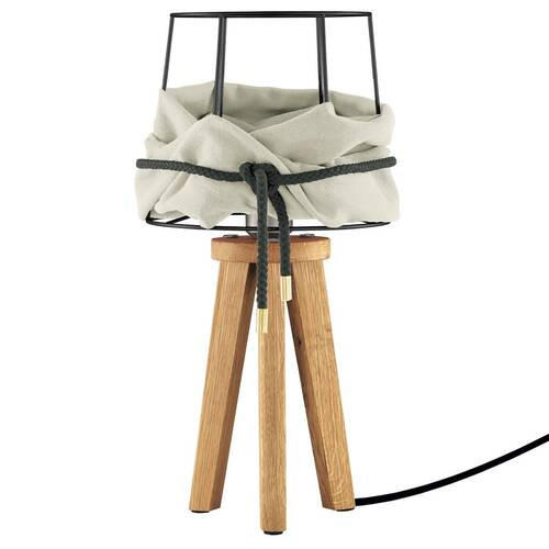 TISCHLEUCHTE 22/43 cm   - Schwarz/Weiß, Basics, Holz/Textil (22/43cm) - Herzblut