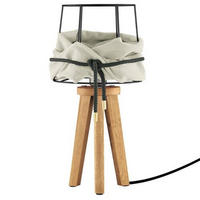 TISCHLEUCHTE 22/43 cm   - Schwarz/Weiß, Basics, Holz/Textil (22/43cm) - Herzblut