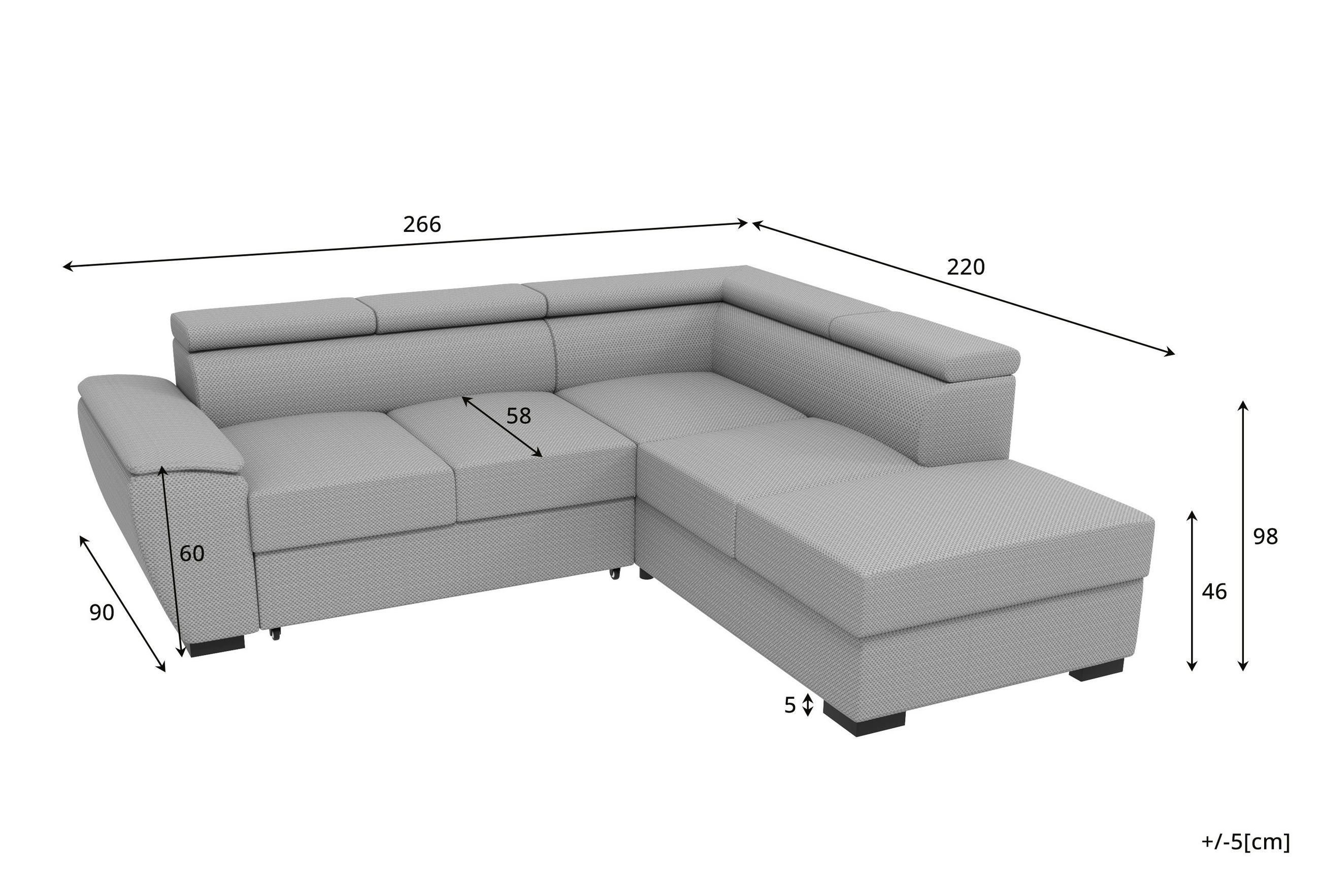 Thumbnail - Carryhome Ecksofa, Beige, Textil, 5-Sitzer, Ottomane rechts, L-Form, 266x220 cm, Liegefunktion, seitenverkehrt erhältlic...