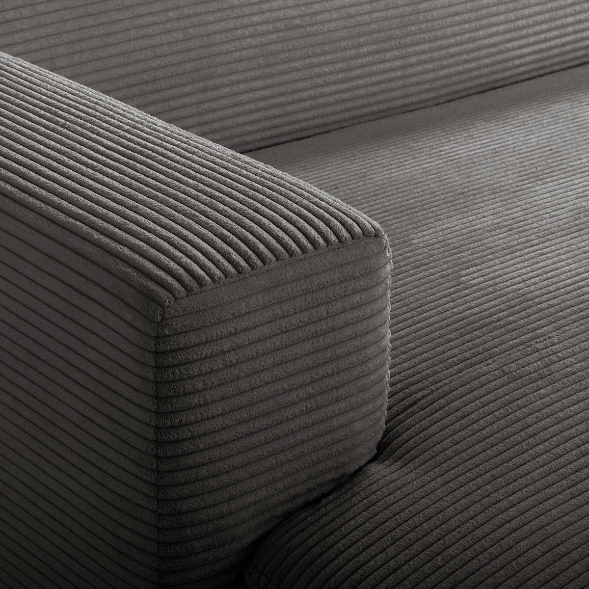ECKSOFA RENO Grau Cord Relaxfunktion, Kopfteilverstellung  - Schwarz/Grau, Design, Kunststoff/Textil (184/248cm) - Livetastic