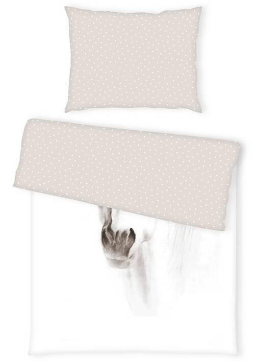 JUGENDBETTWÄSCHE PFERD Renforcé  - Beige/Weiß, Basics, Textil (135/200cm) - Herding