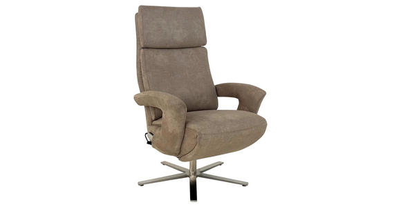 RELAXSESSEL Mikrofaser    - Edelstahlfarben/Beige, Design, Textil/Metall (80/122/90cm) - Cantus