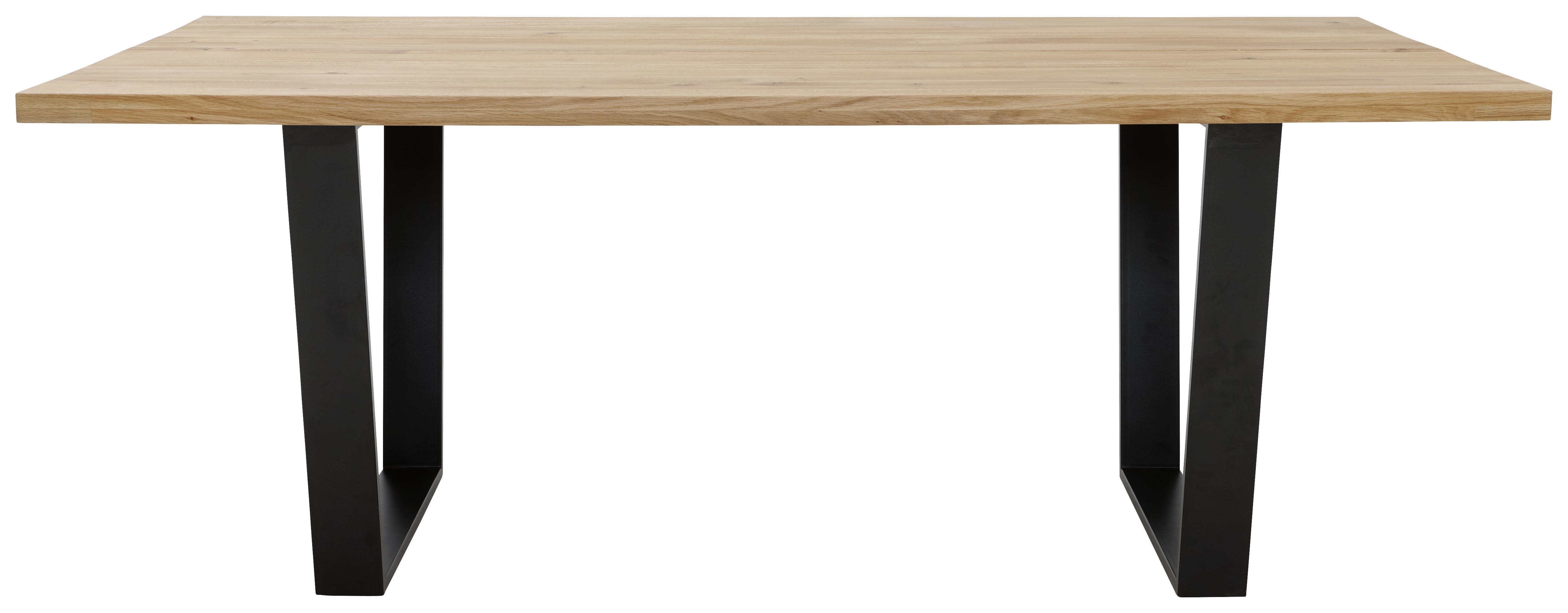 ESSTISCH 200/100/78 cm Wildeiche massiv Holz, Metall Schwarz, Eichefarben  - Eichefarben/Schwarz, KONVENTIONELL, Holz/Metall (200/100/78cm) - Voleo