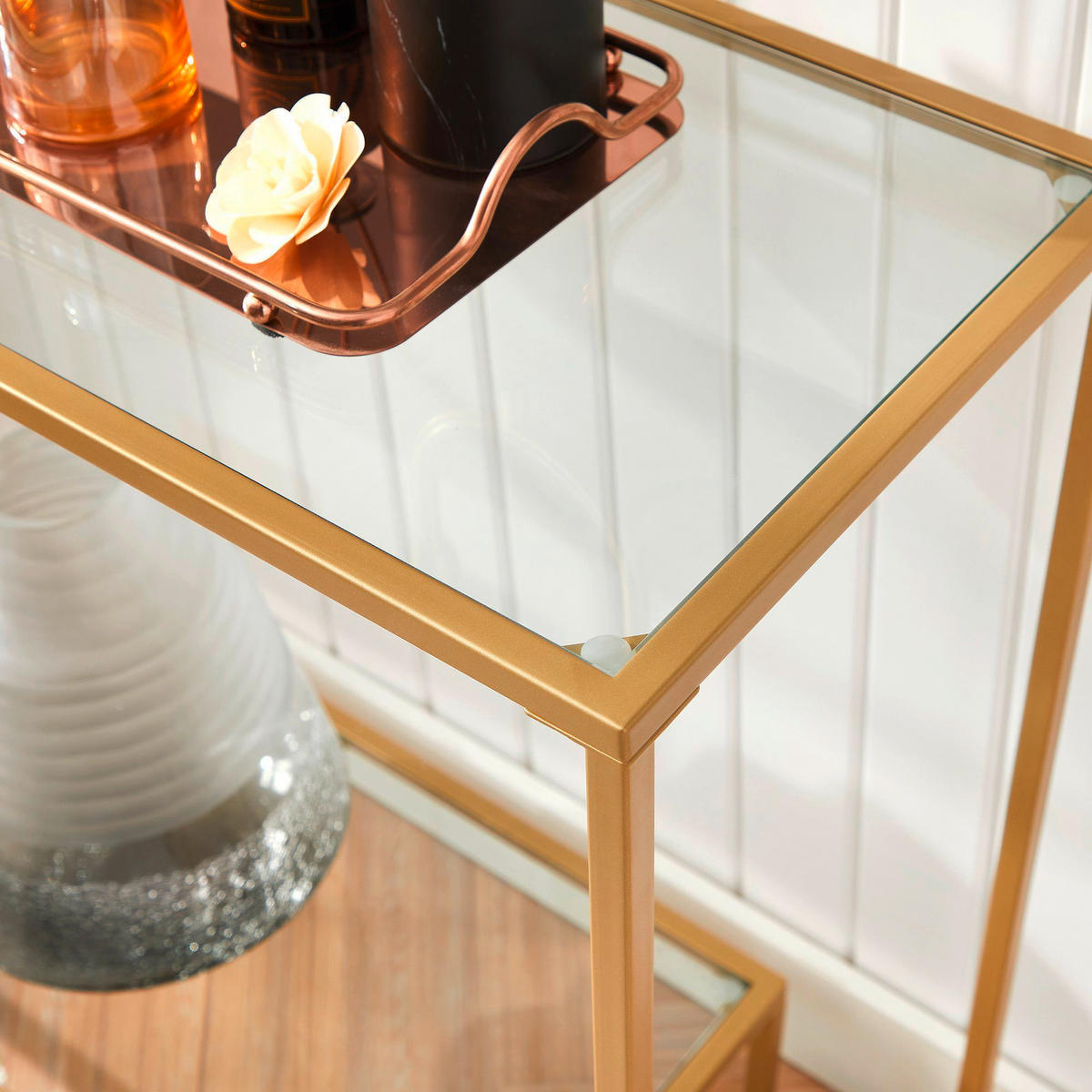 KONSOLENTISCH Goldfarben  - Goldfarben, Trend, Glas/Metall (100/35/80cm) - Boxxx