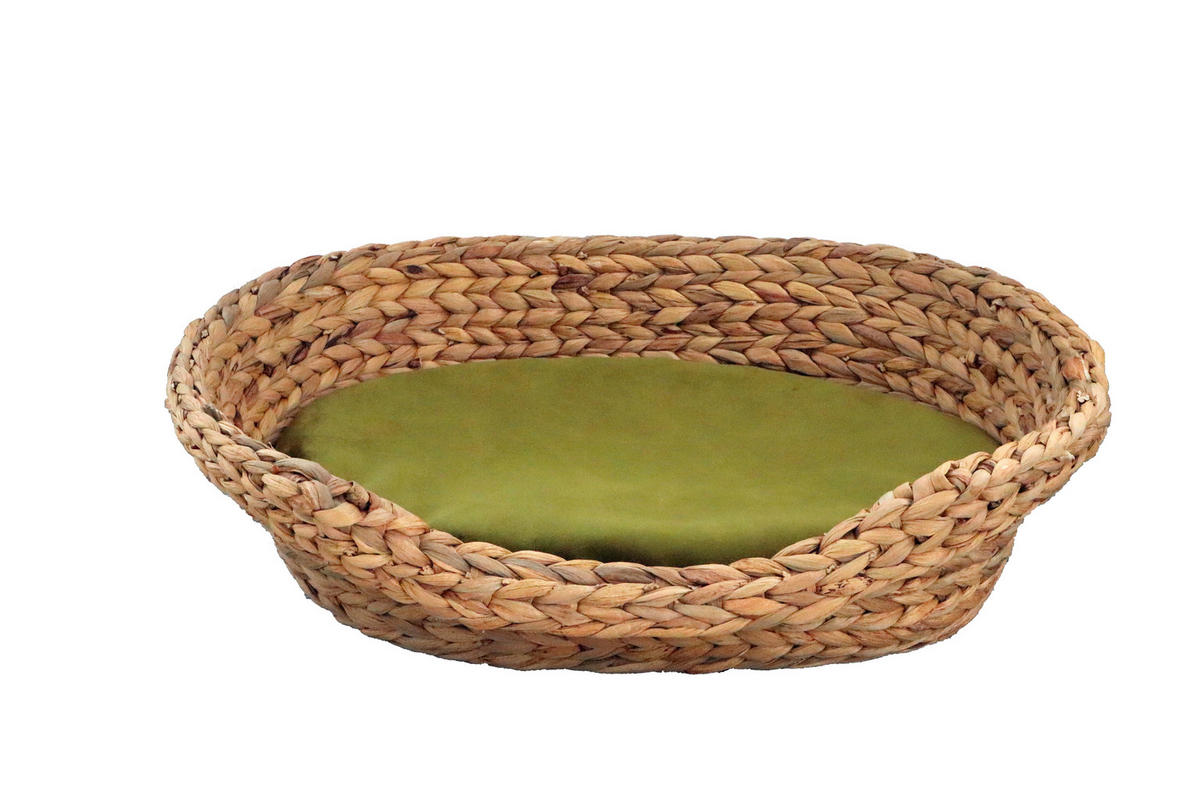 TIERBETT Wasserhyazinthe oval - Naturfarben/Olivgrün, KONVENTIONELL, Naturmaterialien (53/40/14cm)