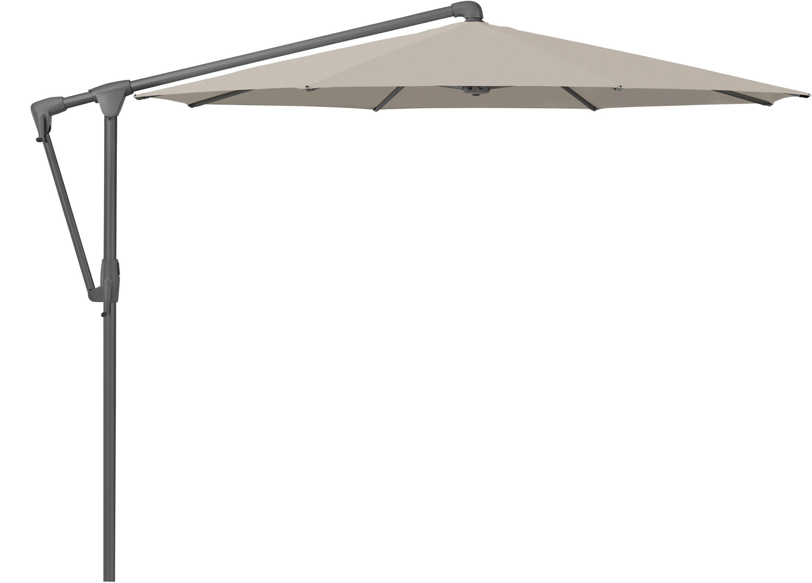 AMPELSCHIRM 300 cm Hellgrau  - Anthrazit/Hellgrau, Design, Textil/Metall (300/300cm) - Glatz