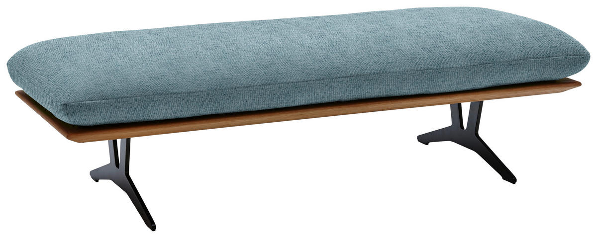 HOCKERBANKHolz, Textil Hellblau  - Schwarz/Hellblau, Design, Holz/Textil (150/43/60cm) - Dieter Knoll