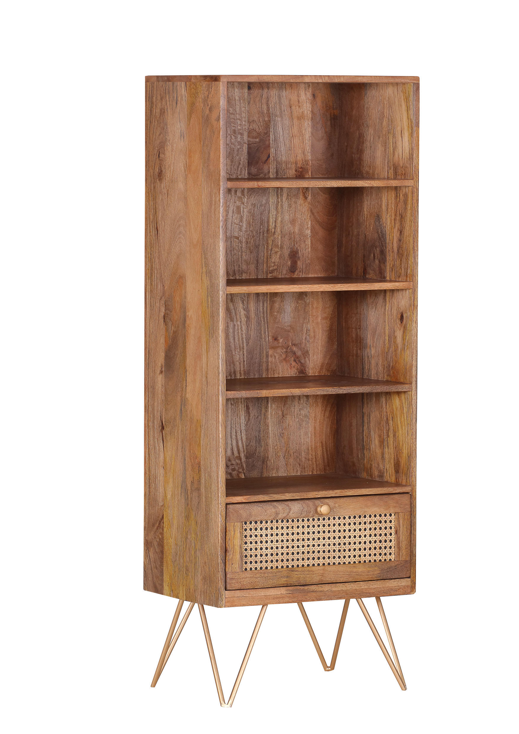 HYLLA i 50/137/39 cm mässingsfärgad, brun  - brun/mässingsfärgad, Lifestyle, metall/trä (50/137/39cm)