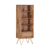 HYLLA i 50/137/39 cm brun, mässingsfärgad  - brun/mässingsfärgad, Lifestyle, metall/trä (50/137/39cm)