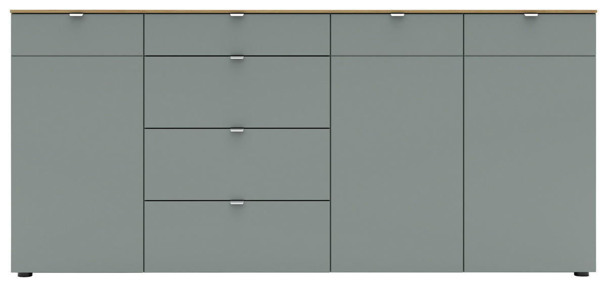 SIDEBOARD  in 220/101/41 cm  - Schilfgrün/Silberfarben, Design, Holzwerkstoff/Metall (220/101/41cm)