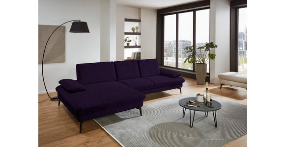 ECKSOFA in Chenille, Mikrofaser Aubergine, Violett 157/299 cm - Violett/Aubergine, Design, Textil/Metall (157/299cm) - Dieter Knoll