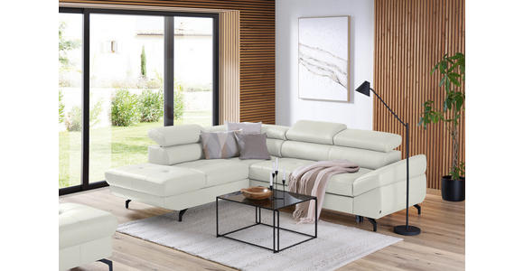 ECKSOFA in Echtleder Weiß - Schwarz/Weiß, Design, Leder/Metall (220/270cm) - Novel