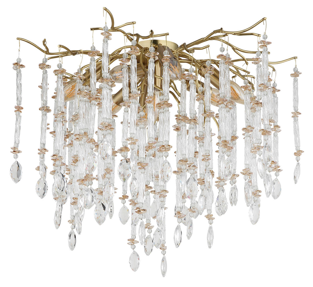 DECKENLEUCHTE  60/48 cm    - Klar/Goldfarben, KONVENTIONELL, Glas/Metall (60/48cm) - Globo