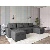 WOHNLANDSCHAFT TERMOLI in Jacquard Grau  - Schwarz/Grau, Design, Kunststoff/Textil (155/296/155cm) - MID.YOU