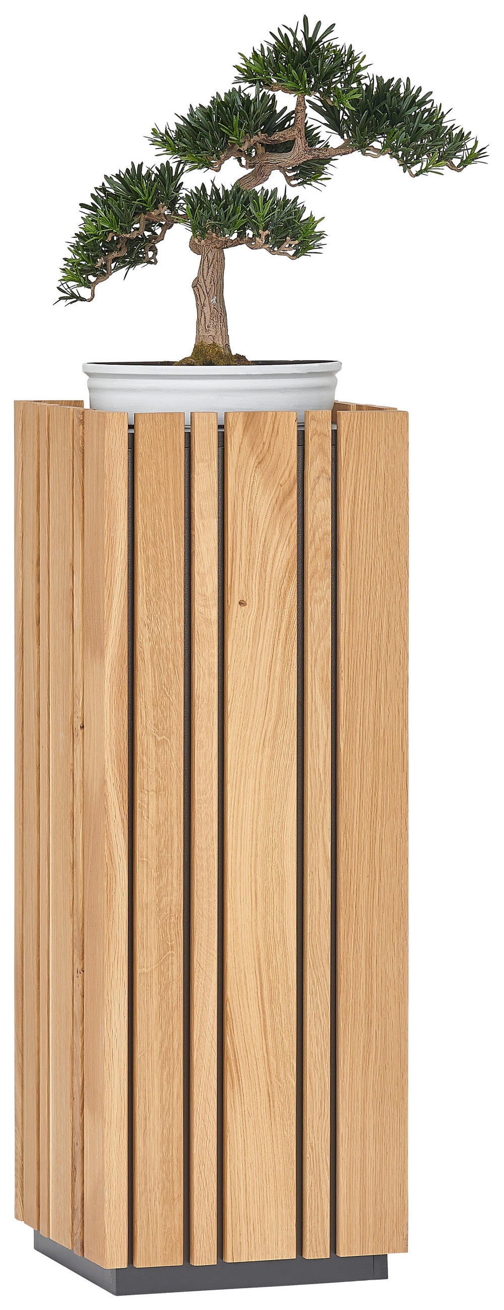 BLUMENSÄULE Holz, Holzwerkstoff Eiche massiv  - Eichefarben, Design, Holz/Holzwerkstoff (31,5/90/31,5cm) - Linea Natura