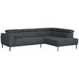 ECKSOFA in Chenille Grau  280/205 cm  - Schwarz/Grau, Design, Textil/Metall (280/205cm) - Xora