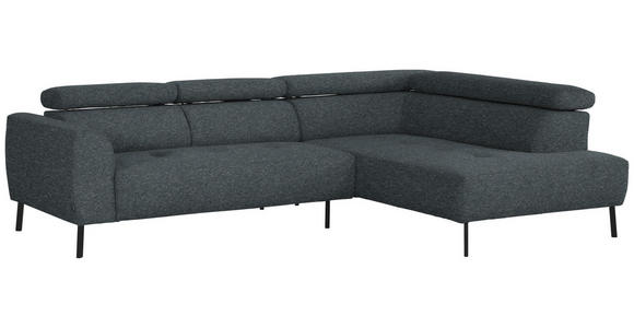 ECKSOFA in Chenille Grau 280/205 cm - Schwarz/Grau, Design, Textil/Metall (280/205cm) - Xora