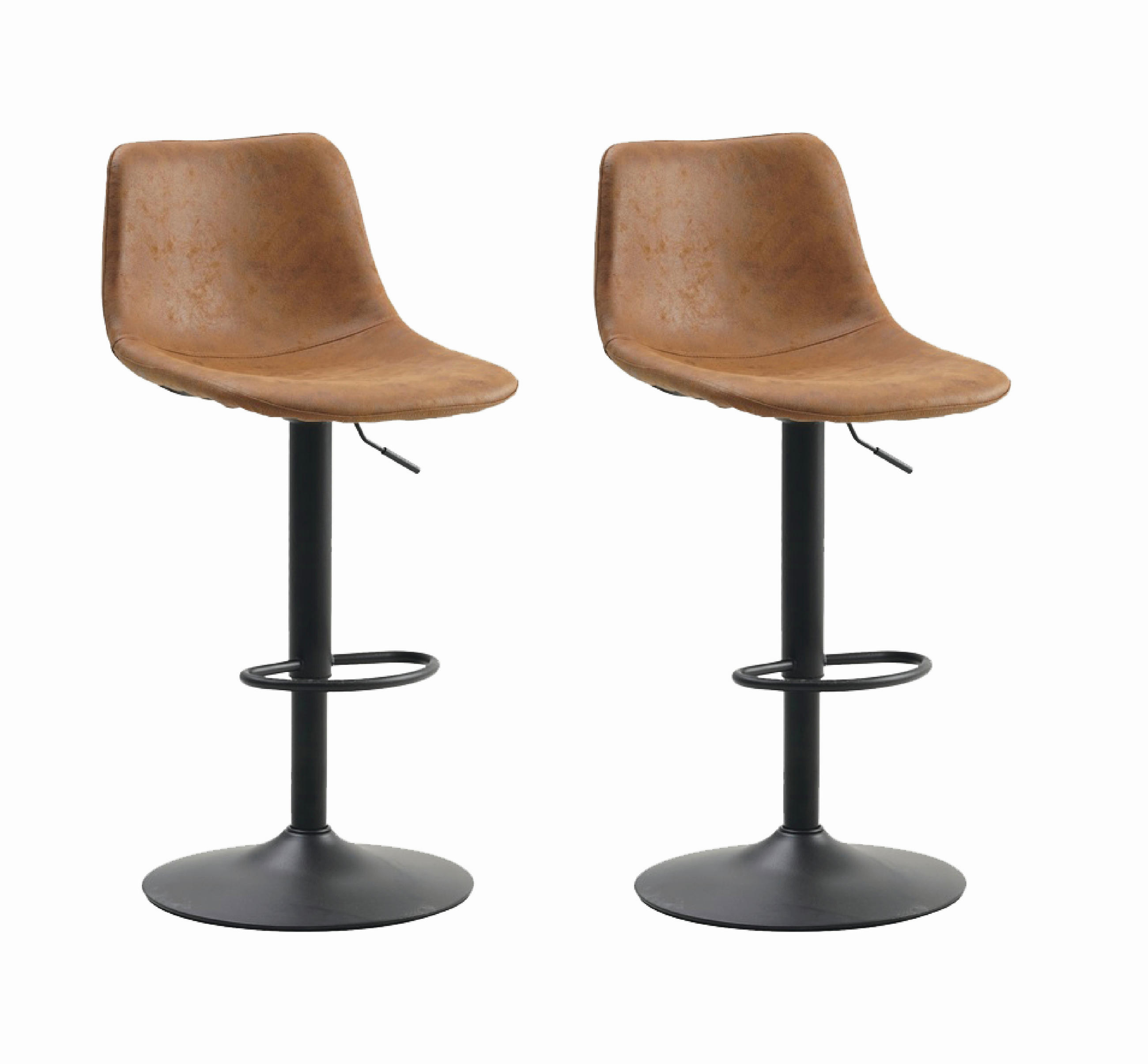 BARHOCKER-SET Mikrofaser Cognac Stahl  - Cognac/Schwarz, Basics, Textil/Metall (45/90/52cm) - MID.YOU