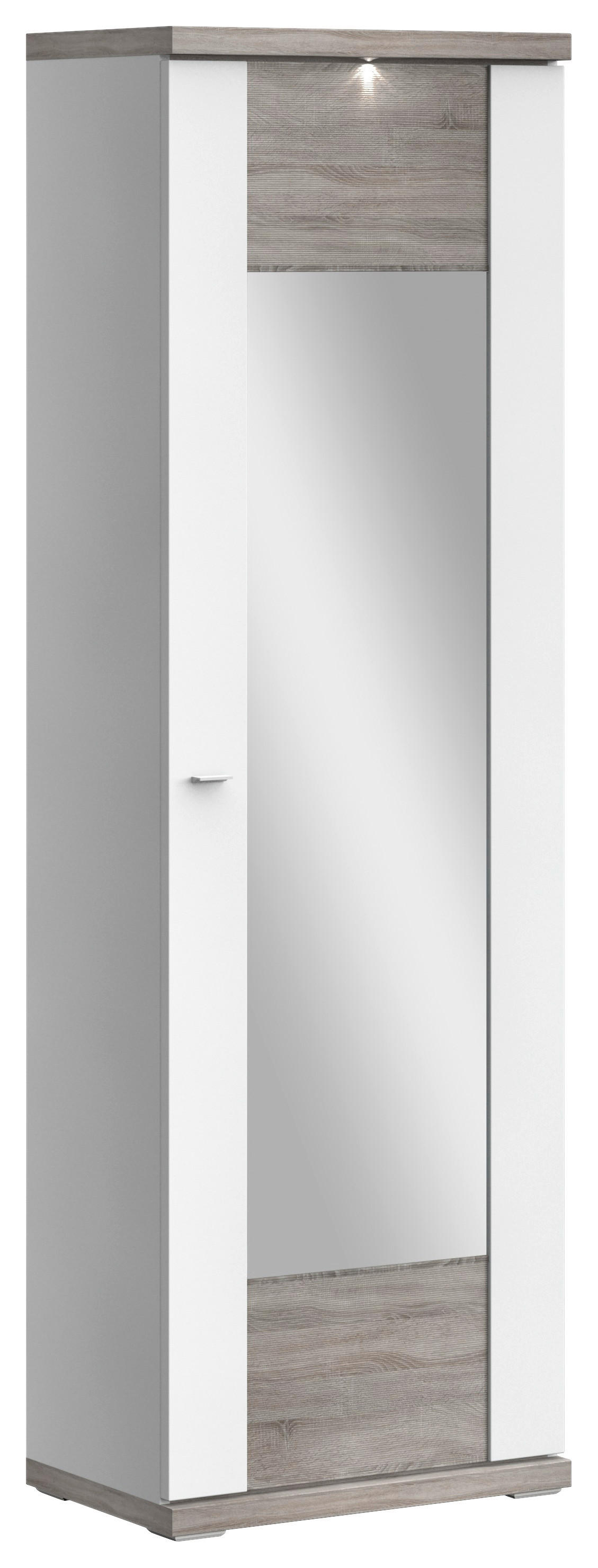 GARDEROBENSCHRANK Weiß, Eichefarben  - Chromfarben/Eichefarben, Design, Glas/Holzwerkstoff (65/206,6/41,6cm) - Xora