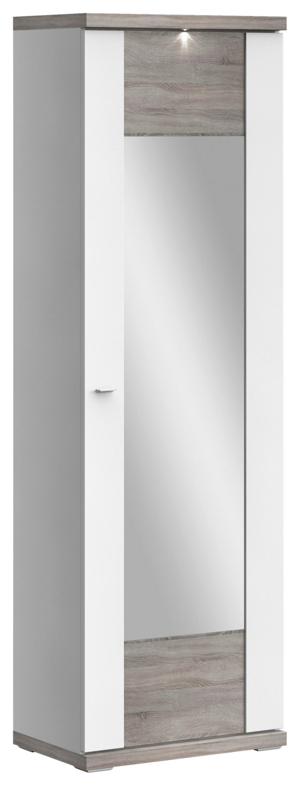 GARDEROBENSCHRANK Weiß, Eichefarben - Chromfarben/Eichefarben, Design, Glas/Holzwerkstoff (65/206,6/41,6cm) - Xora