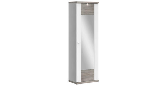 GARDEROBENSCHRANK in 65/206,6/41,6 cm - Chromfarben/Eichefarben, Design, Glas/Holzwerkstoff (65/206,6/41,6cm) - Xora