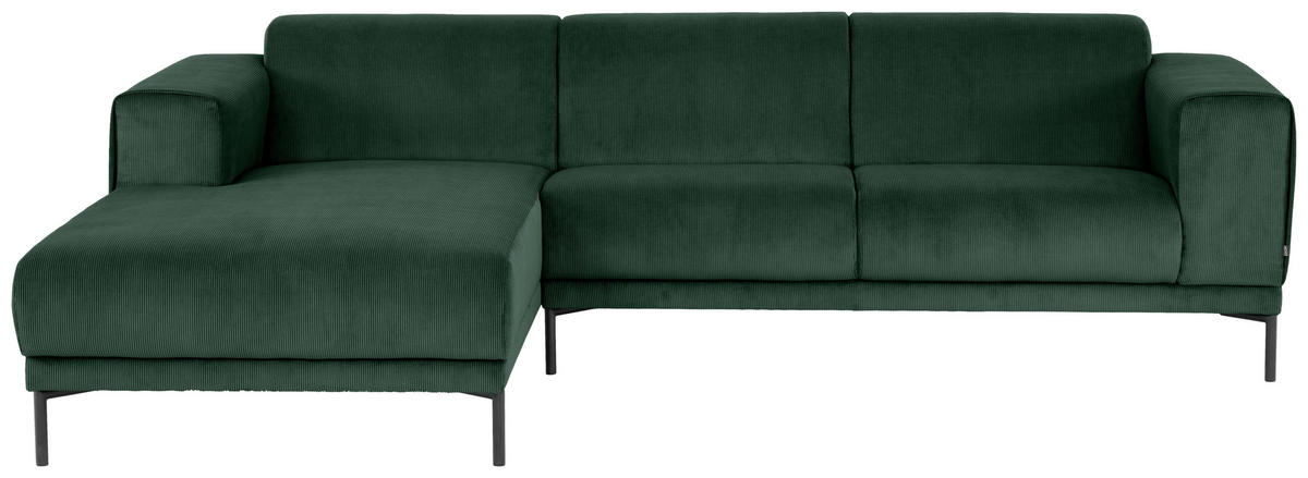 ECKSOFA ERNO in Cord Grün  262/183 cm  - Schwarz/Grün, Design, Textil/Metall (262/183cm) - MID.YOU