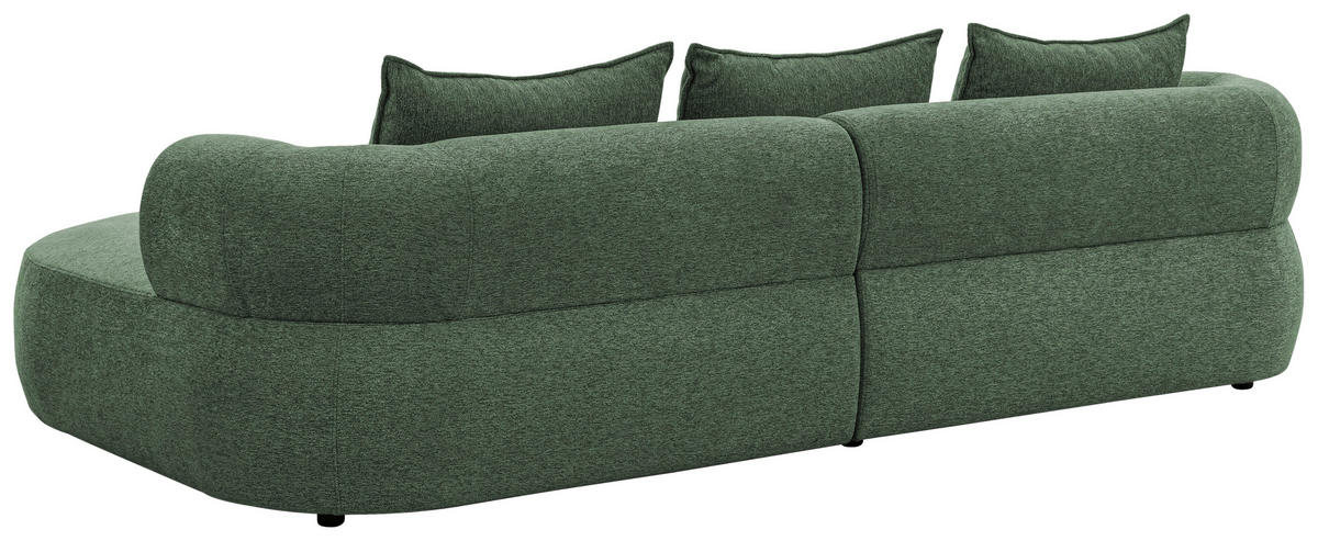 ECKSOFA FERRO Grün Chenille  - Schwarz/Grün, Design, Kunststoff/Textil (256/156cm) - Livetastic