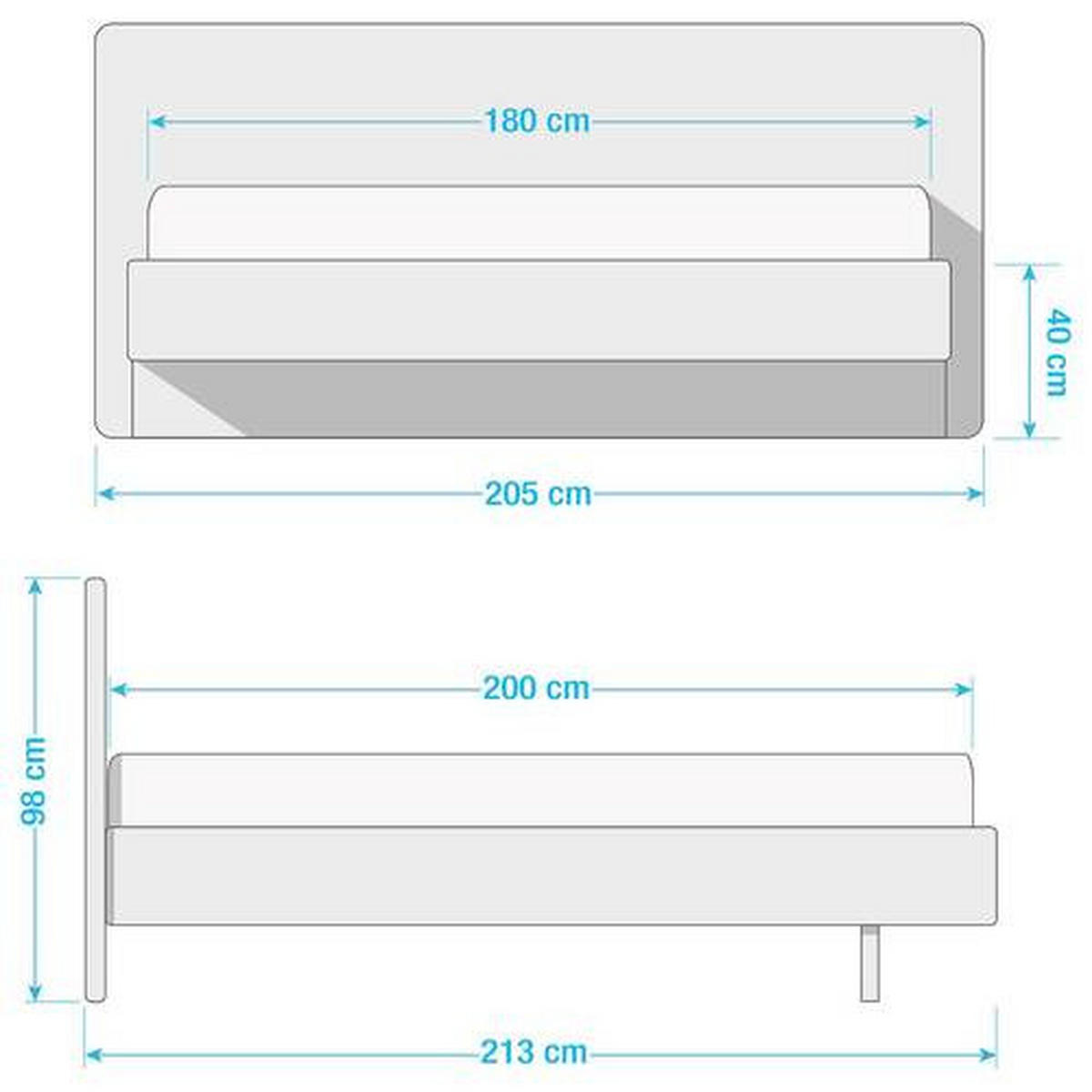 BETT 180/200 cm,  in Wildeiche, gepolstertes Kopfteil, Befestigungsmaterial,  - Wildeiche/Hellgrau, Natur, Holz (180/200cm) - home24