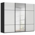 SCHWEBETÜRENSCHRANK 301/223/68 cm 3-türig Schwarz, Weiß  - Schwarz/Weiß, KONVENTIONELL, Glas/Holzwerkstoff (301/223/68cm) - Novel