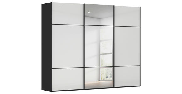 SCHWEBETÜRENSCHRANK 301/223/68 cm 3-türig Schwarz, Weiß - Schwarz/Weiß, KONVENTIONELL, Glas/Holzwerkstoff (301/223/68cm) - Novel