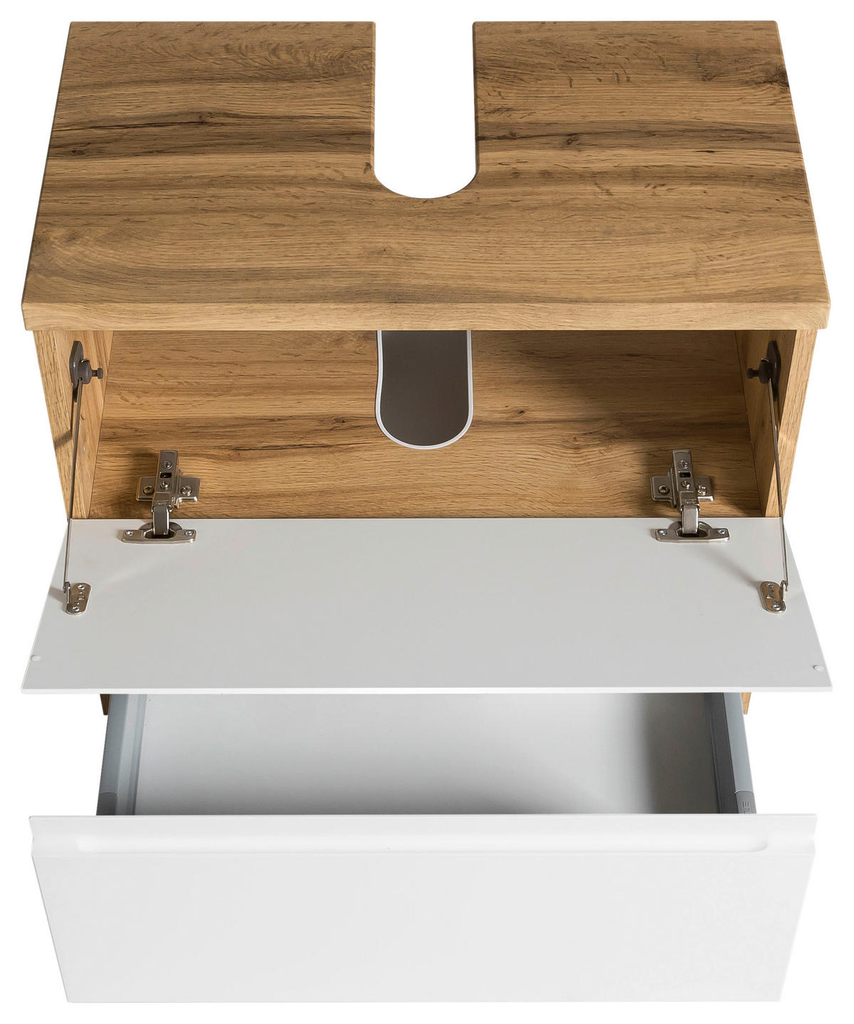 WASCHBECKENUNTERSCHRANK 60/59/35 cm  - Eiche Wotan/Weiß, MODERN, Holzwerkstoff (60/59/35cm) - Held