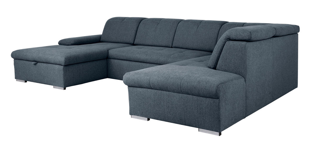 WOHNLANDSCHAFT Dunkelblau  - Dunkelblau/Grau, Design, Textil/Metall (173/328/215cm) - MID.YOU