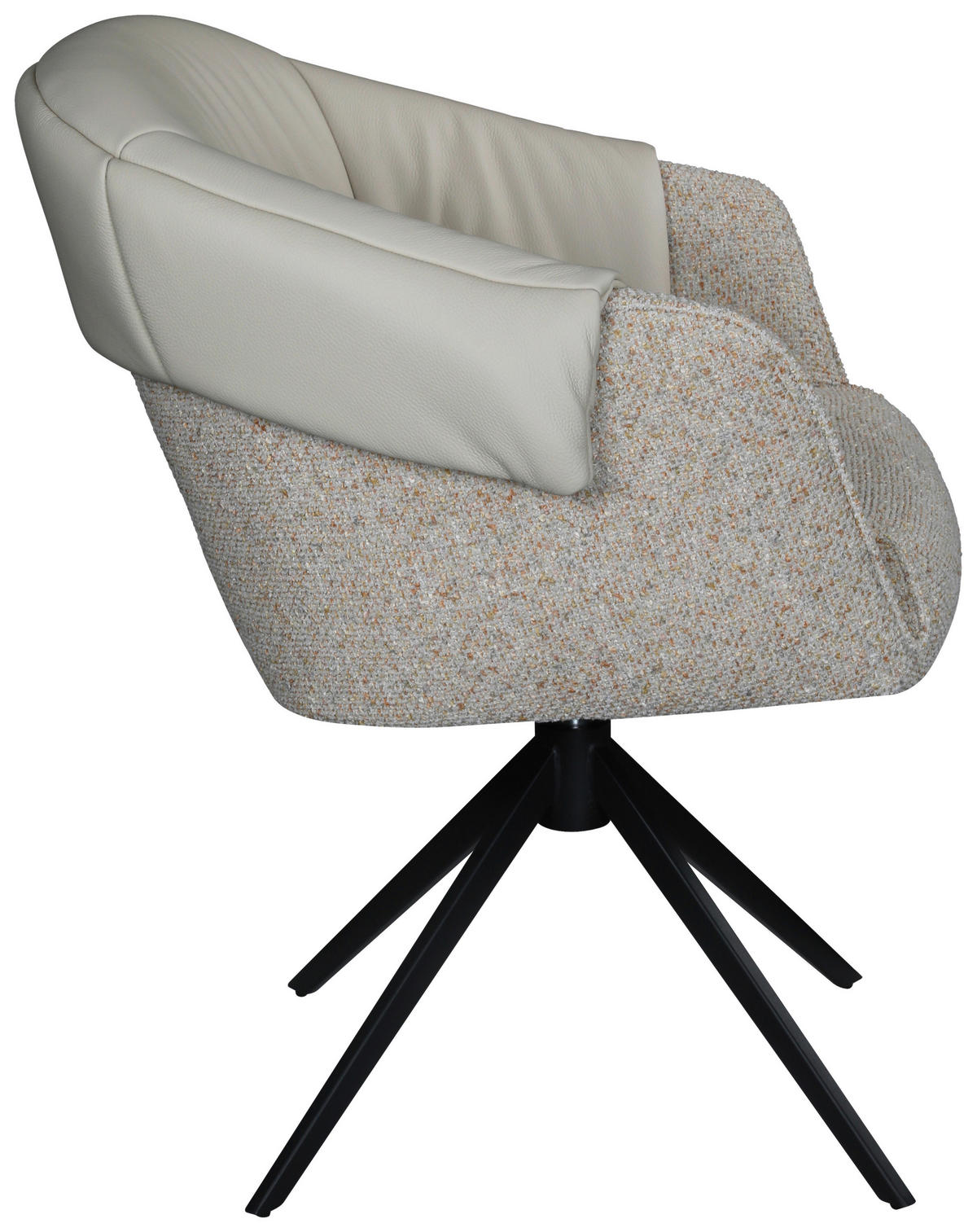 ARMLEHNSTUHL  Sitzfläche 360° drehbar, automatische Rückholfunktion Leinenoptik Echtleder  Beige, Creme, Schwarz  - Beige/Creme, Design, Leder/Textil (68,5/83/65,5cm) - Carryhome