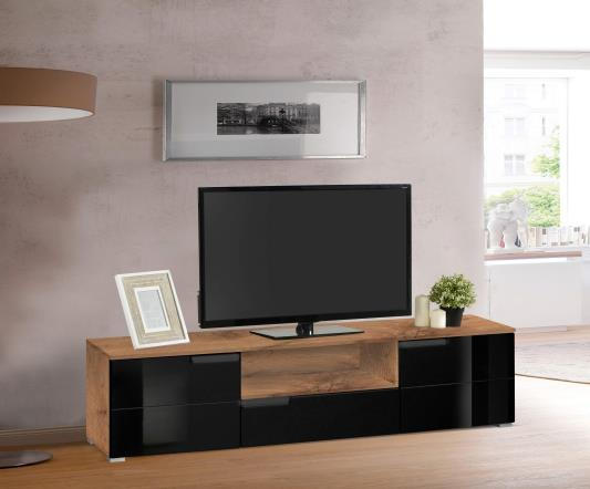 KOMODA - NISKA   165/42/40 cm   crna, boje hrasta   - siva/boje hrasta, Moderno, drvni materijal/plastika (165/42/40cm)