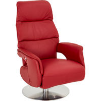 RELAXSESSEL Echtleder Relaxfunktion    - Edelstahlfarben/Rot, Design, Leder/Metall (71/107/80cm) - Welnova