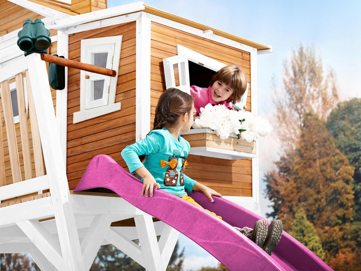 SPIELTURM 432/288/193 cm  - Lila/Braun, KONVENTIONELL, Holz (432/288/193cm) - Ambia Garden