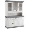 BUFFET 143/197/45 cm  in Grau, Weiß  - Weiß/Grau, ROMANTIK / LANDHAUS, Glas/Holz (143/197/45cm) - Boxxx