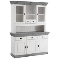 BUFFET 143/197/45 cm  in Grau, Weiß  - Weiß/Grau, ROMANTIK / LANDHAUS, Glas/Holz (143/197/45cm) - Boxxx
