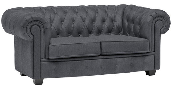 CHESTERFIELD-SOFA Webstoff Grau  - Wengefarben/Grau, LIFESTYLE, Holz/Textil (180/76,5/96cm) - Landscape