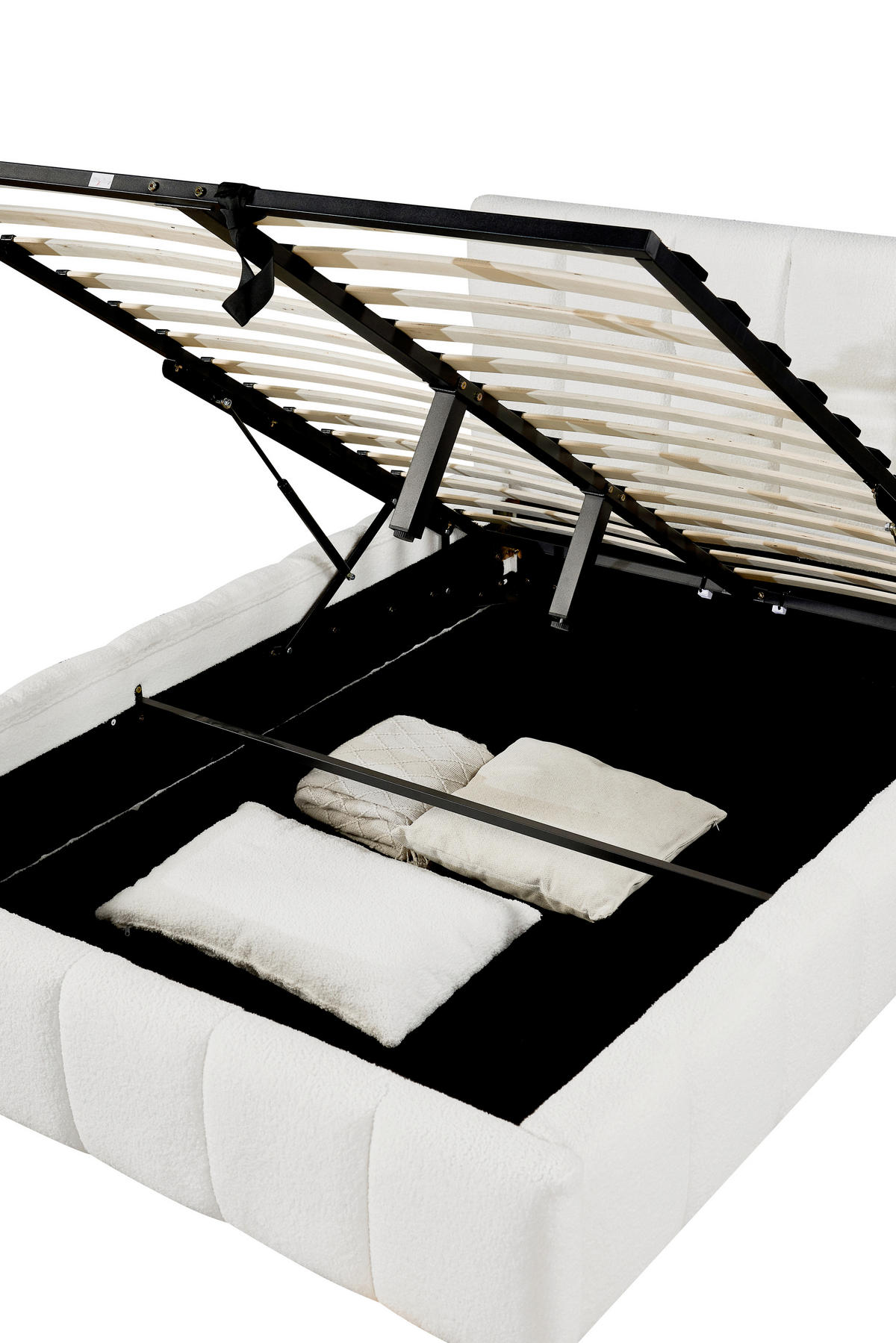 POLSTERBETT 180/200 cm,  in Creme, Lattenrost, Bettkasten,  - Creme/Schwarz, MODERN, Holz/Kunststoff (180/200cm) - Livetastic