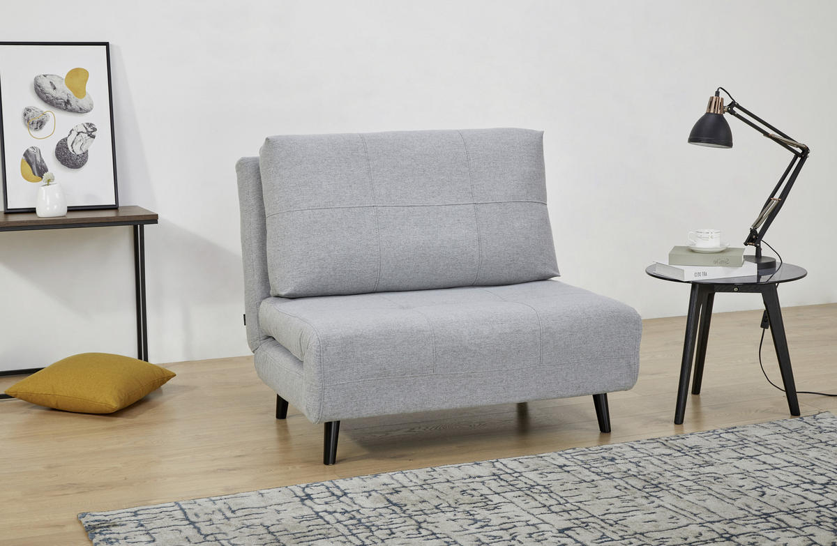 SCHLAFSESSEL in Webstoff Hellgrau  - Hellgrau/Schwarz, Design, Holz/Textil (102/89/85cm) - Ti'me