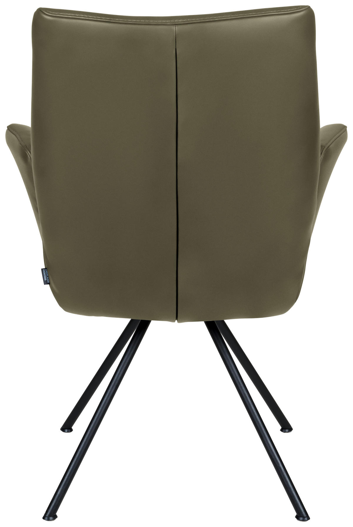 ARMLEHNSTUHL  in Stahl Echtleder pigmentiert  - Schwarz/Olivgrün, Design, Leder/Metall (65/91/63cm) - Dieter Knoll