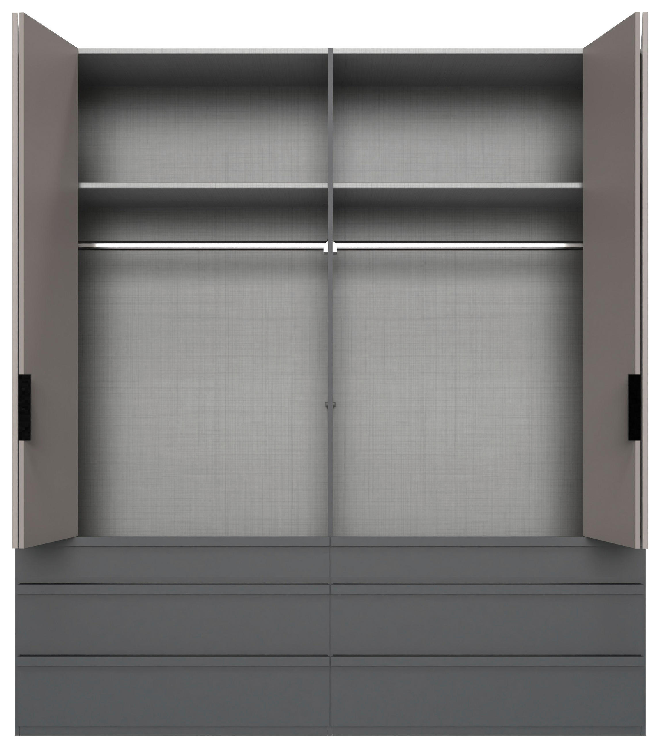 FALTTÜRENSCHRANK  in Graphitfarben, Grau, Sahara  - Schwarz/Graphitfarben, Design, Glas/Holzwerkstoff (200/216/58cm) - Boxxx