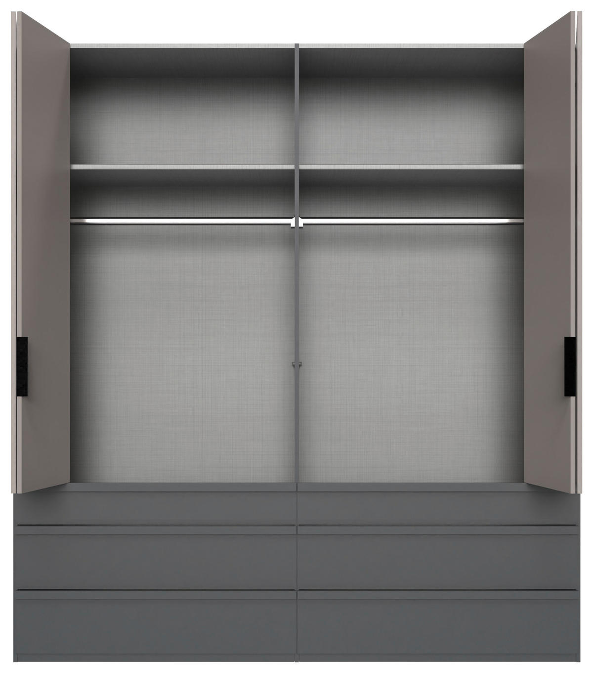 FALTTÜRENSCHRANK 200/216/58 cm 4-türig Graphitfarben, Grau, Sahara  - Schwarz/Graphitfarben, Design, Glas/Holzwerkstoff (200/216/58cm) - Boxxx